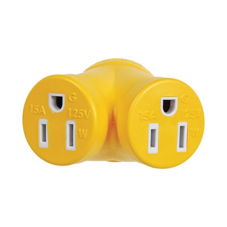 Camco Plug Adapter, Outlet Tap, 5-15R, L5-30P, Yellow 55433